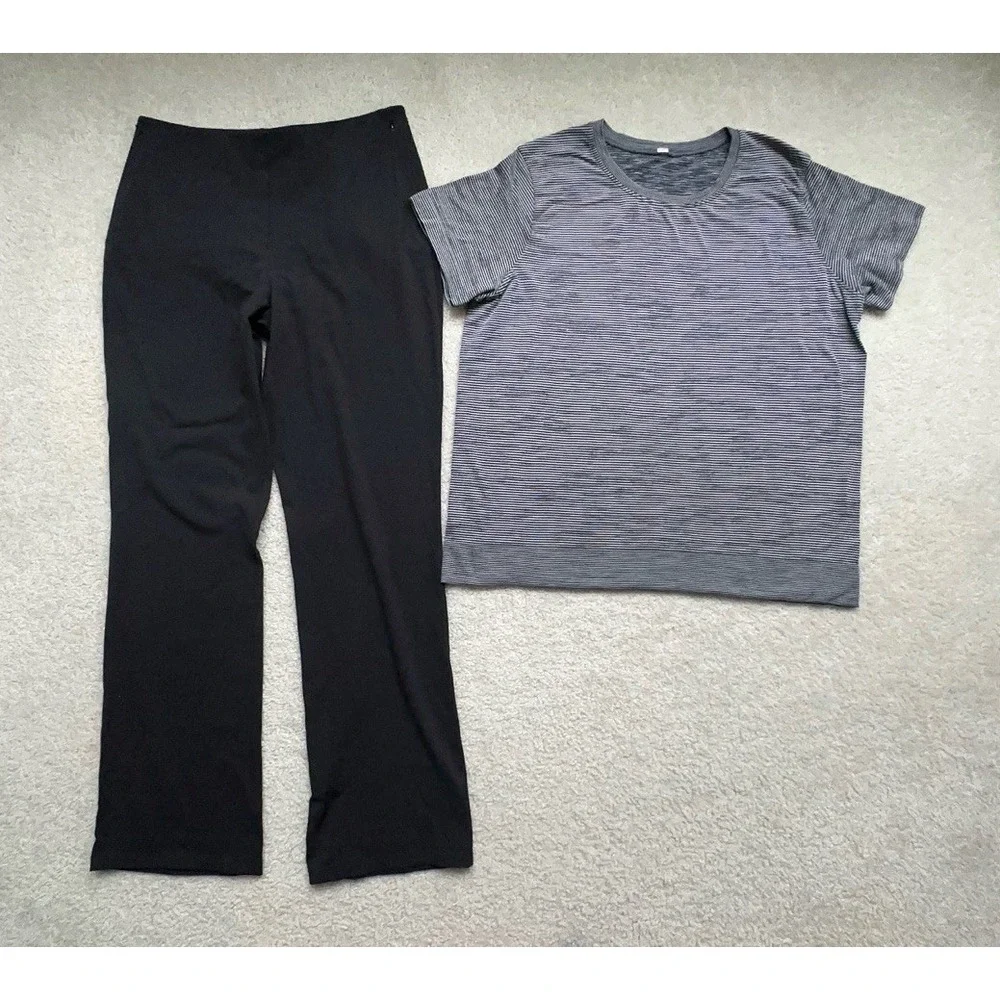 2PC-Lululemon Smooth Fit Pull-On High-Rise Pant + Swiftly Relaxed T-Shirt 10